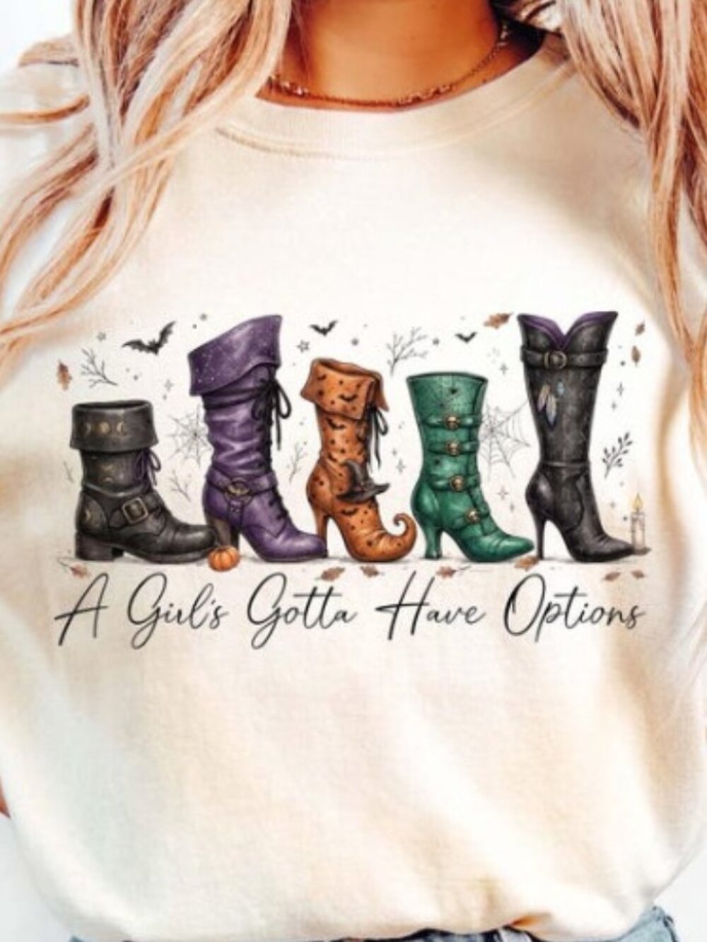 A Girl's Gotta Have Options T-Shirt, Funny Boots Halloween Shirt - Picture 2 of 4
